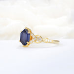 Exquisite Hexagonal Cut Twisted Band Tanzanite Engagement Ring - Additional view