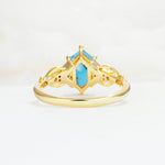Exquisite Hexagonal Cut Twisted Band Turquoise Engagement Ring - Additional view