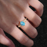 Exquisite Hexagonal Cut Twisted Band Turquoise Engagement Ring - Additional view