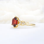 Exquisite Hexagonal Cut Twisted Band Garnet Engagement Ring - Additional view