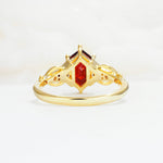 Exquisite Hexagonal Cut Twisted Band Garnet Engagement Ring - Additional view