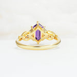 Exquisite Hexagonal Cut Twisted Band Amethyst Engagement Ring - Additional view