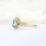 Exquisite Hexagonal Cut Twisted Band Aquamarine Engagement Ring - Additional view