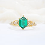 Exquisite Hexagonal Cut Twisted Band Emerald Engagement Ring - Additional view