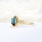 Exquisite Hexagonal Cut Twisted Band Alexandrite Engagement Ring - Additional view
