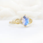 Exquisite Hexagonal Cut Twisted Band Moonstone Engagement Ring - Additional view