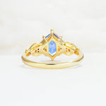Exquisite Hexagonal Cut Twisted Band Moonstone Engagement Ring - Additional view