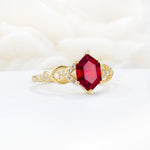 Exquisite Hexagonal Cut Twisted Band Ruby Engagement Ring - Additional view