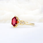 Exquisite Hexagonal Cut Twisted Band Ruby Engagement Ring - Additional view