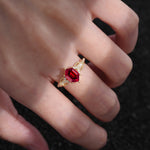 Exquisite Hexagonal Cut Twisted Band Ruby Engagement Ring - Additional view