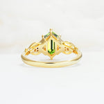 Exquisite Hexagonal Cut Twisted Band Peridot Engagement Ring - Additional view