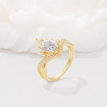 Pear Cut Moissanite Crown Engagement Ring with Chevron Band - Additional view