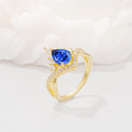 Pear Cut Sapphire Crown Engagement Ring with Chevron Band - Additional view