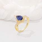 Pear Cut Tanzanite Crown Engagement Ring with Chevron Band - Additional view