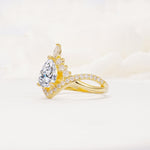 Pear Cut Lab Diamond Crown Engagement Ring with Chevron Band - Additional view