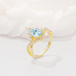 Pear Cut Aquamarine Crown Engagement Ring with Chevron Band - Additional view