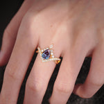 Pear Cut Alexandrite Crown Engagement Ring with Chevron Band - Additional view