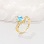 Pear Cut Moonstone Crown Engagement Ring with Chevron Band - Additional view