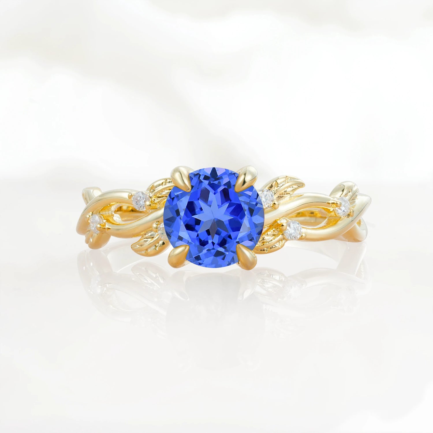Nature Inspired Round-Shaped Sapphire Engagement Ring