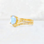 Oval Cut Moonstone Wedding Ring Set with Leaf and Vine Detail - Rose-Gold