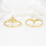 Vintage Kite Cut Split Shank Crown Fire Opal Bridal Ring Set - Additional view