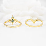Vintage Kite Cut Split Shank Crown Moss Agate Bridal Ring Set - Additional view