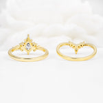 Vintage Kite Cut Split Shank Crown Lab Diamond Bridal Ring Set - Additional view