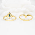 Vintage Kite Cut Split Shank Crown Alexandrite Bridal Ring Set - Additional view