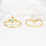 Vintage Kite Cut Split Shank Crown Moonstone Bridal Ring Set - Additional view