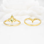 Vintage Kite Cut Split Shank Crown Peridot Bridal Ring Set - Additional view