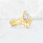 Kite Cut Moissanite Marquise Cluster Bridal Ring Set - Rose-Gold
