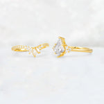 Kite Cut Moissanite Marquise Cluster Bridal Ring Set - Additional view
