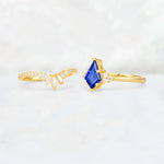 Kite Cut Sapphire Marquise Cluster Bridal Ring Set - Additional view