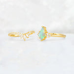Kite Cut Fire Opal Marquise Cluster Bridal Ring Set - Additional view