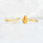 Kite Cut Citrine Marquise Cluster Bridal Ring Set - Additional view