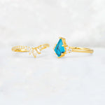 Kite Cut Turquoise Marquise Cluster Bridal Ring Set - Additional view