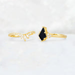Kite Cut Black Onyx Marquise Cluster Bridal Ring Set - Additional view