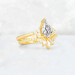 Kite Cut Lab Diamond Marquise Cluster Bridal Ring Set - Rose-Gold