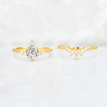Kite Cut Lab Diamond Marquise Cluster Bridal Ring Set - White-Gold