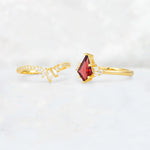 Kite Cut Garnet Marquise Cluster Bridal Ring Set - Additional view