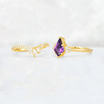 Kite Cut Amethyst Marquise Cluster Bridal Ring Set - Additional view