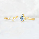 Kite Cut Aquamarine Marquise Cluster Bridal Ring Set - Additional view