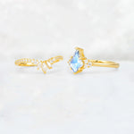 Kite Cut Moonstone Marquise Cluster Bridal Ring Set - Additional view