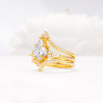 Kite Cut Moissanite Engagement Ring Set with Double Chevron Enhancers - Rose-Gold