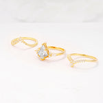 Kite Cut Moissanite Engagement Ring Set with Double Chevron Enhancers - Additional view