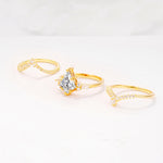 Kite Cut Lab Diamond Engagement Ring Set with Double Chevron Enhancers - Additional view