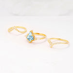 Kite Cut Aquamarine Engagement Ring Set with Double Chevron Enhancers - Additional view