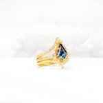 Kite Cut Alexandrite Engagement Ring Set with Double Chevron Enhancers - White-Gold