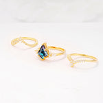 Kite Cut Alexandrite Engagement Ring Set with Double Chevron Enhancers - Additional view