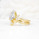 Vintage Floral Split Shank Kite Cut Moissanite Bridal Ring Set - Rose-Gold